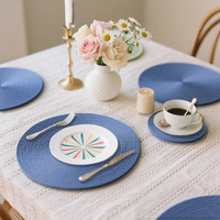 Nappe ronde de luxe en polyester et coton tissé, épaisseur 3 mm, écologique, multicolore, antidérapante, élégante et abordable