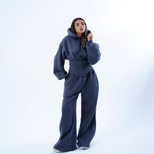 <span class=keywords><strong>Pantaloni</strong></span> Sportivi Trendy <span class=keywords><strong>Bordeaux</strong></span> a Vita Alta e Gamba Larga, Casual con Elastico e Coulisse, per <span class=keywords><strong>Donna</strong></span> - Product Image 4
