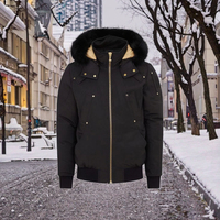Parka d'hiver personnalisée avec capuche en fourrure de renard, respirante, noire, avec fermeture éclair, en toile décontractée, doudoune pour homme motif élan
