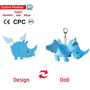 Custom Plush Manufacturer Keychain 5cm Rhino Plush Keychain Purse Custom Logo Personalized