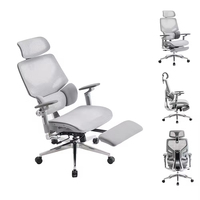 Chaise de bureau ergonomique moderne à dossier haut en maille avec base en aluminium et repose-pieds pour salle de réunion