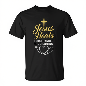 Infirmière chrétienne, Jésus guérit, je prends soin des dossiers - T-shirt - Product Image 2