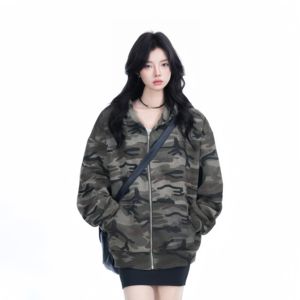 <span class=keywords><strong>Sweat</strong></span>-shirt camouflage à <span class=keywords><strong>capuche</strong></span> pour homme, style streetwear, imprimé DTG, coupe ample, motif camouflage carré, collection automne - Product Image 1