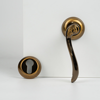 Poignée de porte en alliage de zinc poli couleur café de haute qualité avec rosette ronde et ensemble de serrure, installation facile, quincaillerie de salle de bain