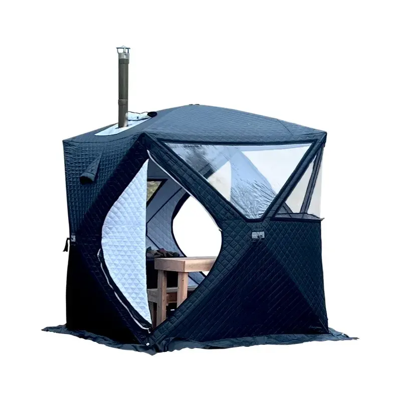 Extérieur 3-4 personnes 4 saisons Sauna maison grande fenêtre cheminée bouche ouverture rapide Portable épaissi chaleur hiver tente de pêche