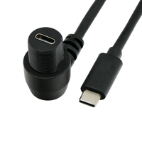 Cable de Extensión USB-C de 0.3m, 90 Grados, Montaje Empotrado, Macho a Hembra, Transferencia de Datos a 20Gbps, 4K60HZ, PD100W