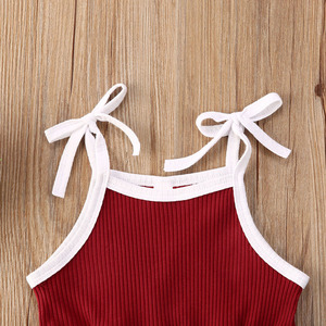 Nouvelle conception Combinaisons mignonnes en coton côtelé pour bébés filles, barboteuses une pièce unies avec nœuds, vêtements pour enfants - Product Image 6