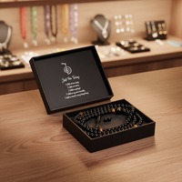 Boîte rigide haut de gamme personnalisée avec matériaux recyclés et marquage pour coffret cadeau de bijoux de chapelet noir