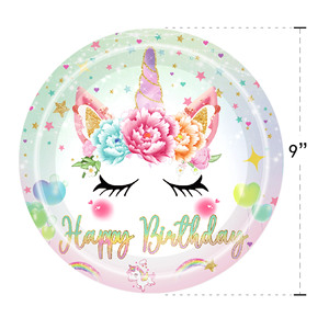 Unicorn Themed Party Supplies Set <b>Disposable</b> <b>Plates</b> Cups Napkins Utensils Birthday Decoration Kids Party Kit - Product Image 2