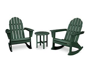Set di 3 Sedie a Dondolo Adirondack in HDPE per Esterni con Tavolino Laterale - Product Image 6