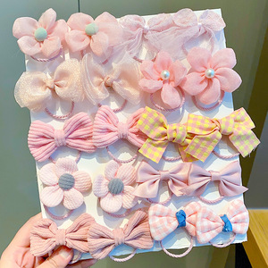 Lot de 20 élastiques à cheveux pour enfants, mignons nœuds et fleurs, accessoires pour cheveux de bébés et filles, vente en gros OEM - Product Image 2