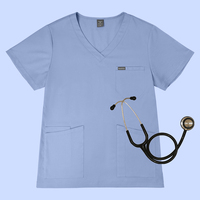 Ensemble de blouses médicales extensibles à col en V pour femmes, résistant aux plis, multi-poches, uniforme médical, logo personnalisé, OEM, vente en gros
