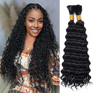 Precio al por mayor de fábrica de onda profunda a granel <span class=keywords><strong>Ahir</strong></span> trenzas sin nudos 10a grado sin trama cabello humano saludable para trenzas de caja Bohemia - Product Image 1