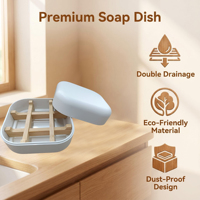Support à Savon Carré Moderne de Luxe en Fibre de Bambou avec Couvercle – Contenant Écologique pour Savon de Bain Blanc Couleur Personnalisable BAMBWARE