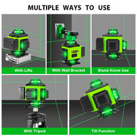 Kit de niveau laser 4D 16 lignes vert 360°, avec trépied, récepteur, étui de transport, CE RoHS, vente en gros pour la construction