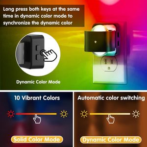 Veilleuse à changement de couleur RGB, lumière LED ambrée, super lumineuse, avec capteur, moderne, prise murale pour chambre d'enfant - Product Image 3