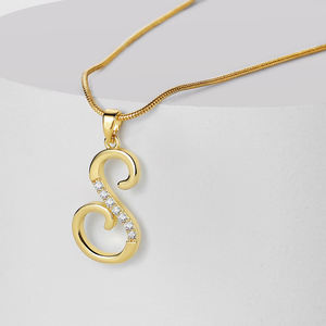 Collana da donna KISSWIFE CZ con ciondolo a lettere iniziali miste (26 lettere dell'alfabeto) in rame placcato oro su catena a serpente - Product Image 6