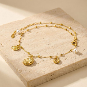 Collares de Moda Hawaiana de Verano, Joyería de Acero Inoxidable 316L, Collar de Conchas Marinas Chapado en Oro de 14k y 18k para Mujer - Product Image 3