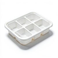 Boîte en blister PET de qualité alimentaire, base blanche, couvercle transparent, conteneur en plastique multi-compartiments pour emballage de snacks, fruits frais, plats à emporter
