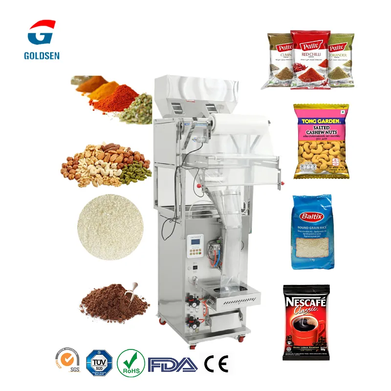 Gránulo automático 1KG 5KG Máquina de envasado de harina Polvo de nueces Granos de café Bolsa de sal Máquina de envasado de arroz de azúcar