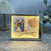 Lámpara de Mesa con Marco de Fotos e Iluminación LED, para Regalo, Adorno, Luz Nocturna Ambiental para Interiores, Decoración para Bodas, Fiestas, Escritorio, Mesita de Noche