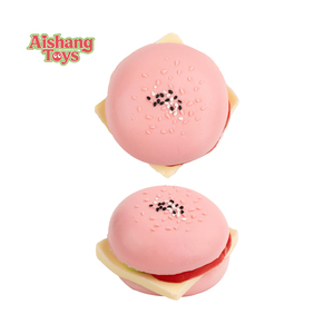 Juguete Blandito de Silicona en Forma de Hamburguesa Rosa al por Mayor, Juguete Realista para Apretar con Forma de Hamburguesa para Recuerdos de Fiesta para Niños y Adultos - Product Image 1