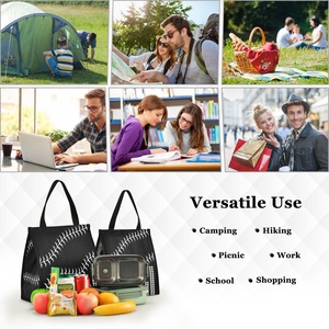Sac isotherme réutilisable Aloha Collection, motif oiseaux Iwa noirs, impression personnalisée, sac à déjeuner écologique, sacs à déjeuner hawaïens - Product Image 5