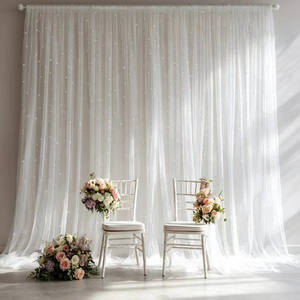 Sfondo Rettangolare <span class=keywords><strong>YR</strong></span> in Chiffon di Lusso con Decorazioni di Perle per Matrimoni e Compleanni, Riutilizzabile e Resistente per Esterni - Product Image 1