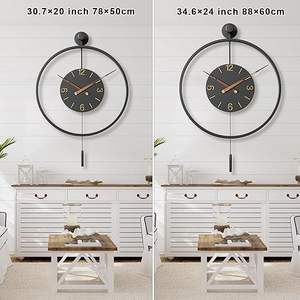 Horloges murales pendule surdimensionnées modernes décoratives en métal minimaliste avec chiffres arabes 3D pour salon - Product Image 3