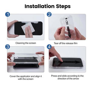 Accesorios de película protectora para <span class=keywords><strong>teléfono</strong></span> móvil personalizados, herramienta de instalación fácil, protector de pantalla con revestimiento oleofóbico, vidrio templado para iPhone - Product Image 3