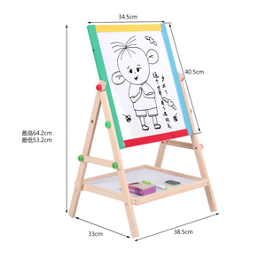 Samtoy eğitim Montessori <span class=keywords><strong>2</strong></span> In 1 çift yan manyetik Stand şövale beyaz tahta Blackboard ahşap çizim tahtası çocuklar için - Product Image 4