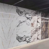 Panneau mural en PVC marbré décoratif lisse et brillant 1220*2440mm, ignifuge, imperméable, anti-rayures, découpe sur mesure, feuille de PVC
