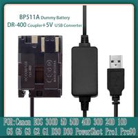 بطارية وهمية USB-A طراز BP-511 بجهد 5 فولت متوافقة مع DR-E2/DR-400 لكاميرات EOS 5D/10D/20D/20Da/30D/40D/50D/D30/D60