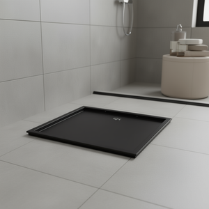 Base de Ducha Rectangular Negra de ABS, 31.5 x 35.4, Drenaje Central, Diseño Minimalista, Instalación en el Suelo - Product Image 2