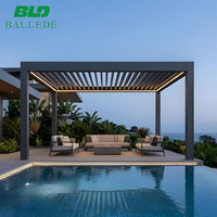 Pérgola de Alta Resistencia para Nieve, Impermeable, de Aluminio con Tubo Cuadrado, Estructura Exterior con Techo de Aluminio con Rejillas, para Hoteles, Resorts y Villas