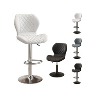 Tabouret de bar en cuir avec structure métallique, design moderne et minimaliste, chaise pivotante à dossier réglable en hauteur pour la maison, l'îlot de cuisine