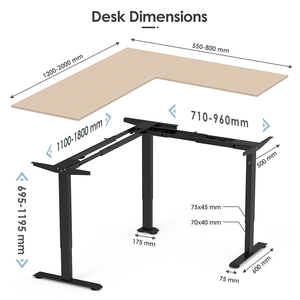 Scrivania Elettrica a 3 Gambe a Forma di <span class=keywords><strong>L</strong></span> con <span class=keywords><strong>Altezza</strong></span> Regolabile e Tre Motori, Capacità di Carico 150 kg - Product Image 4