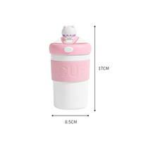 Gobelet à café en verre pour filles K54 personnalisé, nouveau, avec motif d'ours de dessin animé, mignon, isolé, bouteille d'eau en verre pour enfants avec paille