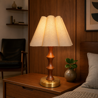 Lampe de table à abat-jour en lin, tige en bois, base en métal, variateur tactile, rechargeable, batterie 2600 mAh, sans fil, pour chambre à coucher, salon