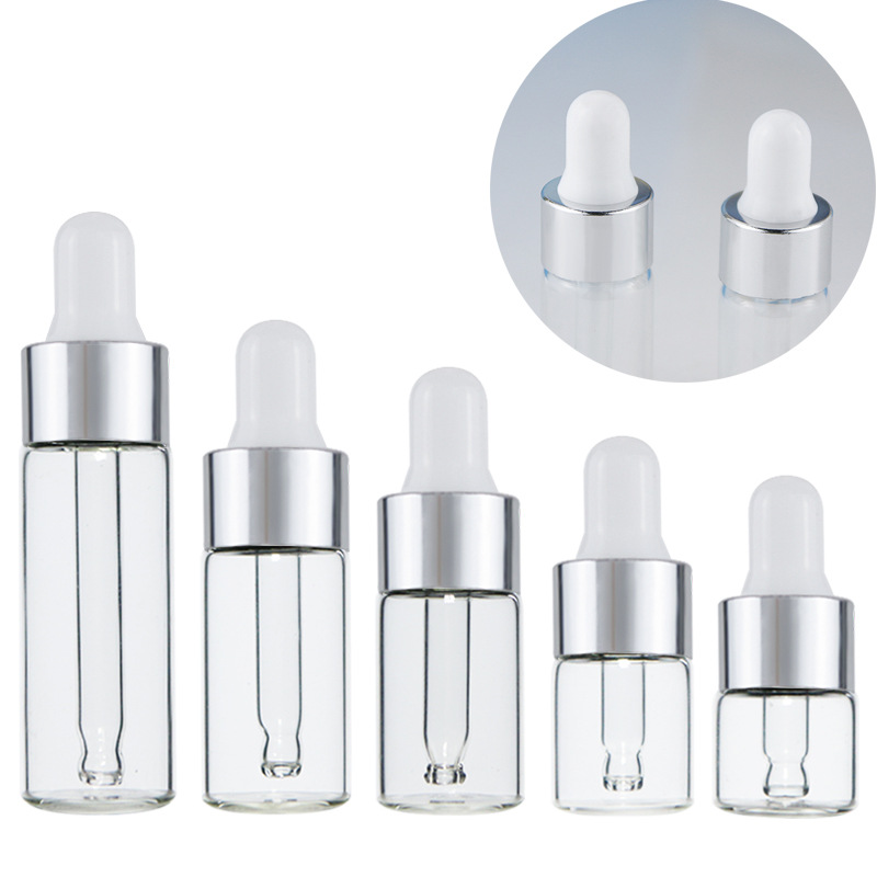 Clear bottle +silver & white dropper
