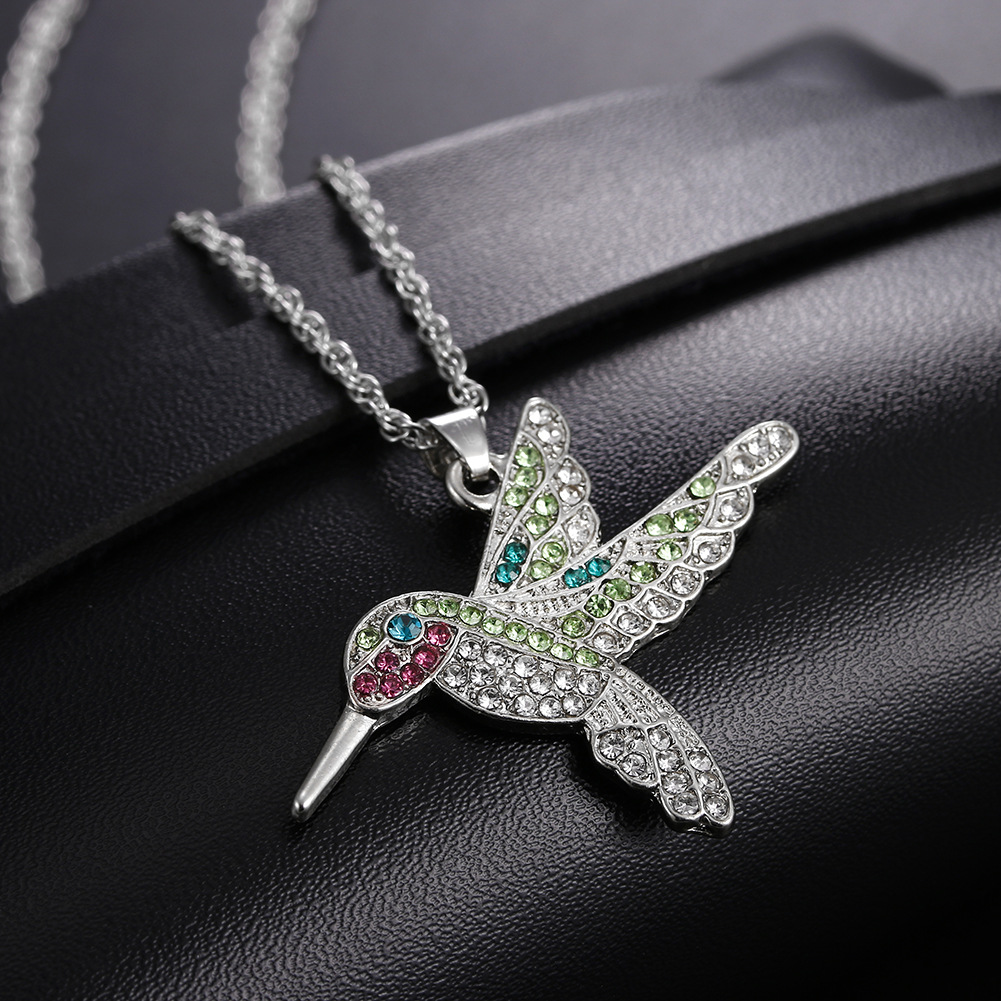 Collana fatta a mano in argento sterling con colibrì e fiore di tulipano - Italia