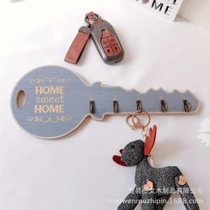 Home Sweet Home Key Shape Wall <b>Hook</b> 32cm Wooden Keychain Holder For Bedroom Living Room Storage - Product Image 2