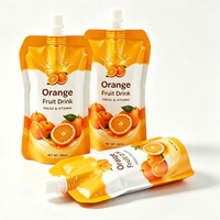 Pochettes souples personnalisées de 150 ml et 250 ml pour jus de fruits, avec bec verseur et bouchon à vis en aluminium