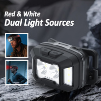 Linterna Frontal COB Recargable de Diseño Compacto con 6 Modos de Iluminación y Advertencia Roja para Acampar al Aire Libre, Caza, Linterna Frontal LED Impermeable