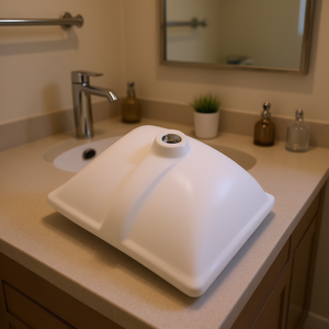 Lavabo Moderno Rettangolare in Ceramica Bianca 20,28 x 15,16 Pollici, Lavandino da Incasso per Bagno - Product Image 2