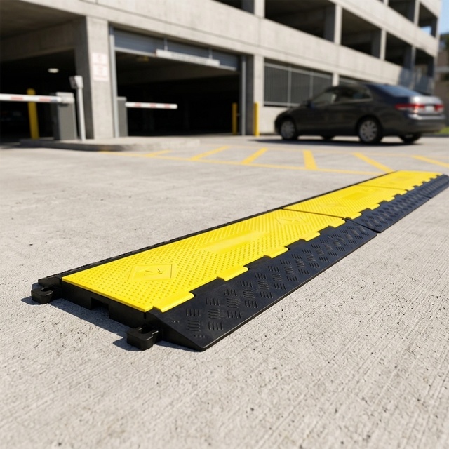 900*500*65mm Cheap Price Rubber Flexible 3 Channel Cables Cover PVC Cable Ramp Protector for Outdoor Use