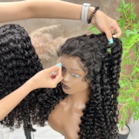 Perruque en cheveux humains vierges bruts vietnamiens 100 % naturels, 30 pouces, qualité 12A, ondulation Water Wave, perruques frontales en dentelle HD 13x4, vente en gros