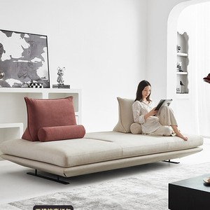 طقم أريكة قطاعية مزدوجة الجانب بأسلوب نورديك بدون مسند ظهر أو ذراعين للفنادق والشقق الصغيرة، مصنوع من القماش والإسفنج - Product Image 2