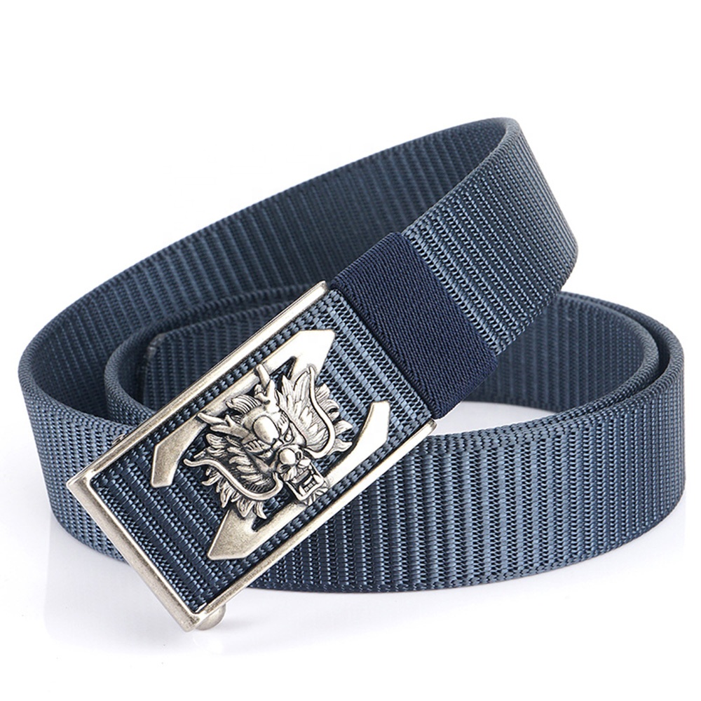 TUSHI Men's Business Nylon Belt Zinc Alloy Automatic Buckle No