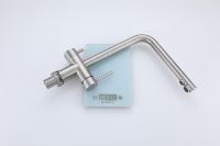 Robinet de cuisine 3 voies avec filtre à eau potable, mitigeur d'évier en acier inoxydable à double poignée